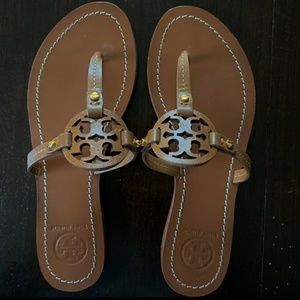 Tory Burch Royal Tan Mini Miller Leather Sandles